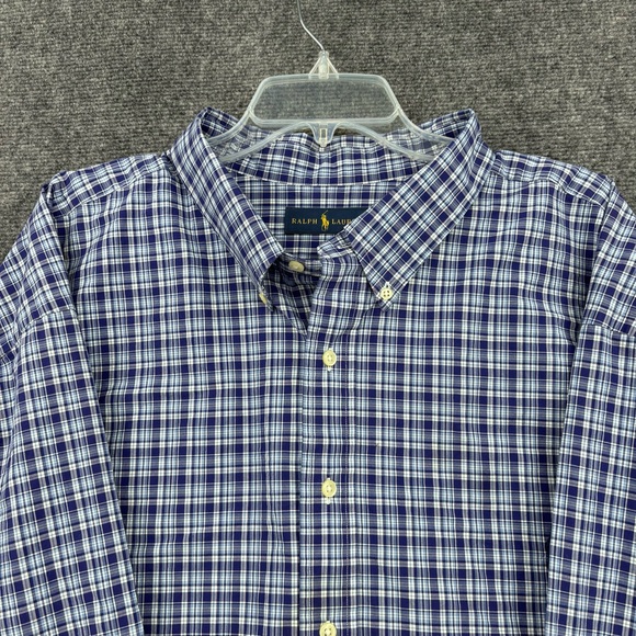 Ralph Lauren Blue White Plaid Long Sleeve Button Up Shirt Men’s 5XB Preppy - Picture 2 of 11